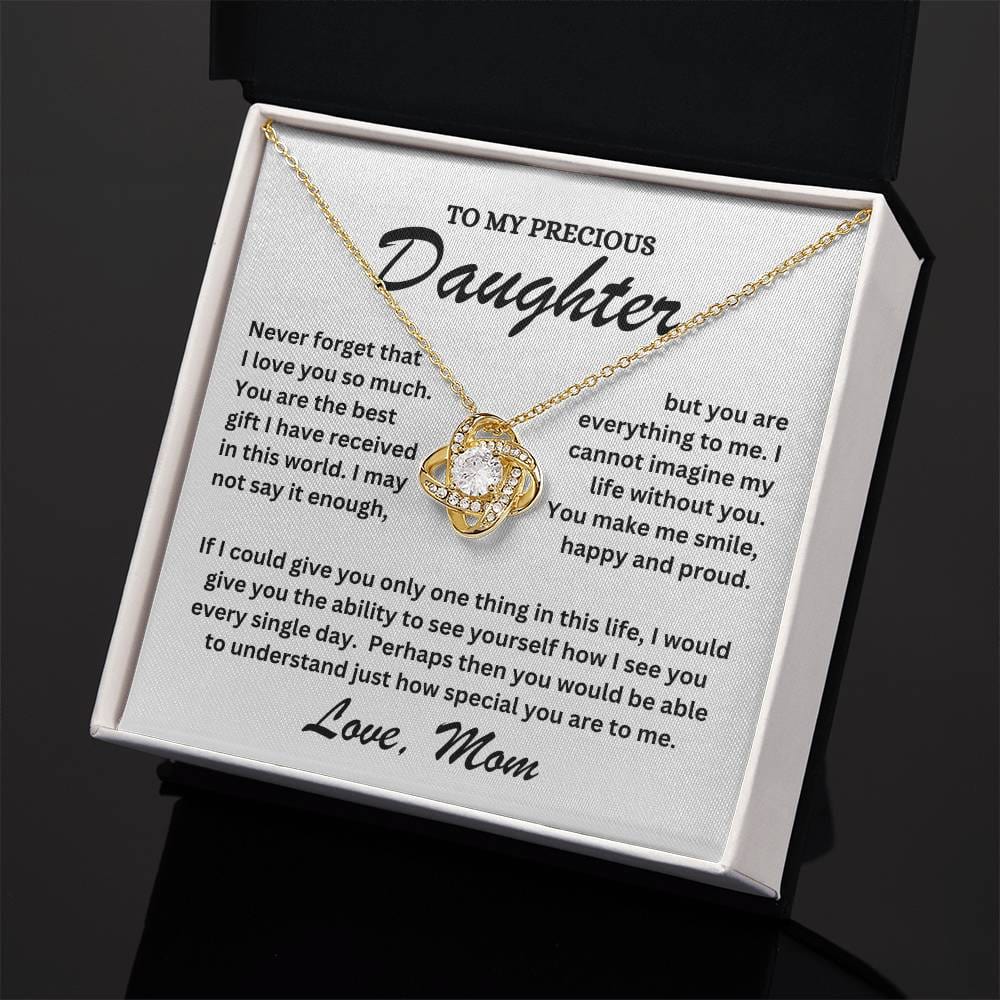 To My Precious Daughter - Love Mom - Love Knot Necklace - TJ072
