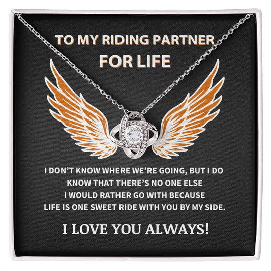 To My Riding Partner For Life - Love Knot Necklace Gift Set - TJ058