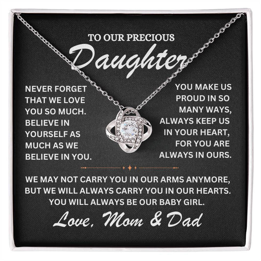 To Our Precious Daughter - Love Mom and Dad -Love Knot Necklace - TJ068V2