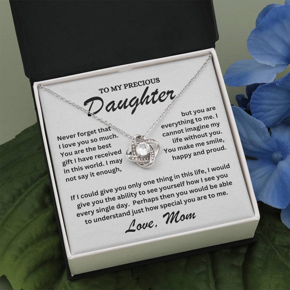 To My Precious Daughter - Love Mom - Love Knot Necklace - TJ072