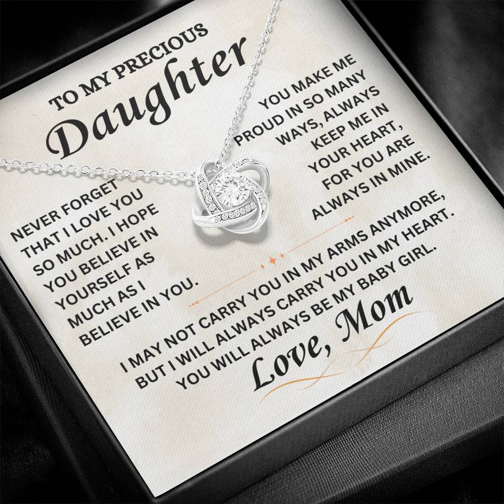 To My Precious Daughter - Love Mom - Love Knot Necklace - TJ067