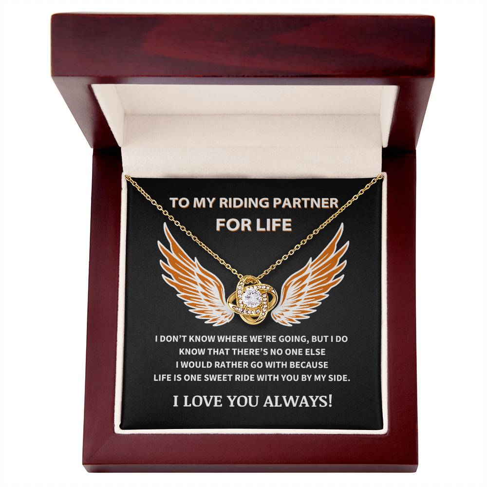 To My Riding Partner For Life - Love Knot Necklace Gift Set - TJ058