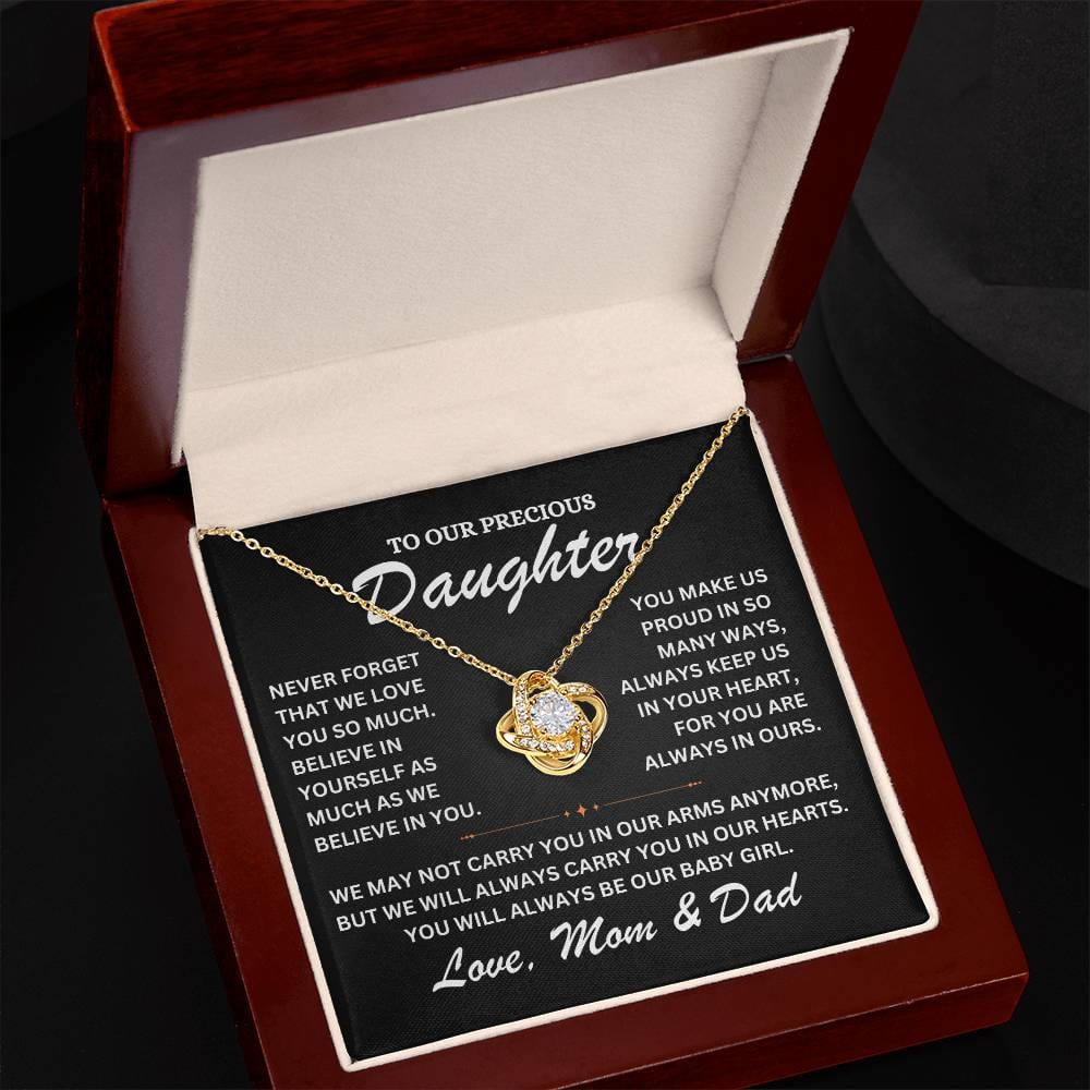 To Our Precious Daughter - Love Mom and Dad -Love Knot Necklace - TJ068V2