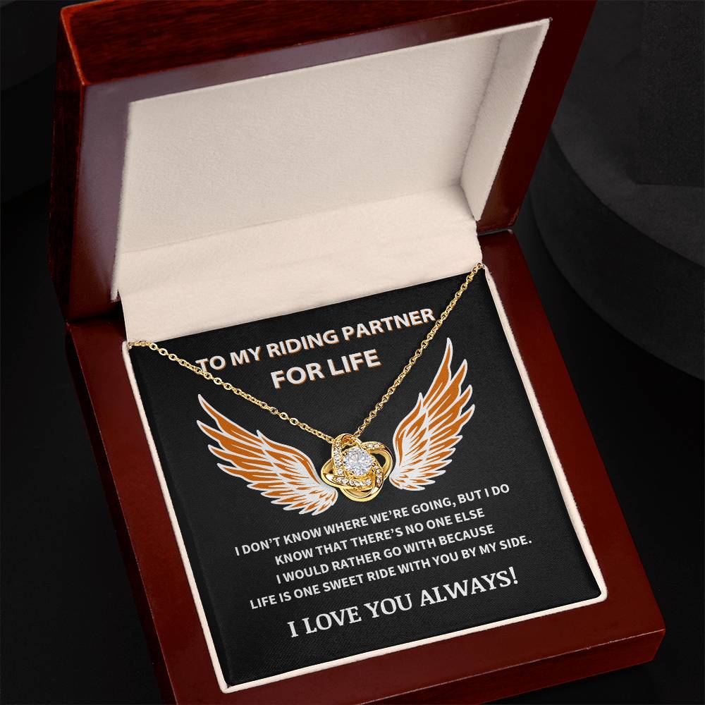 To My Riding Partner For Life - Love Knot Necklace Gift Set - TJ058