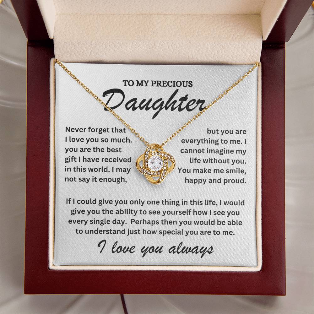 To My Precious Daughter - I Love You Always - Love Knot Necklace - TJ070