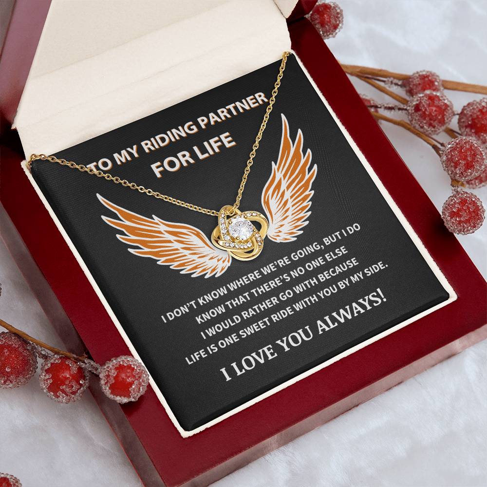 To My Riding Partner For Life - Love Knot Necklace Gift Set - TJ058