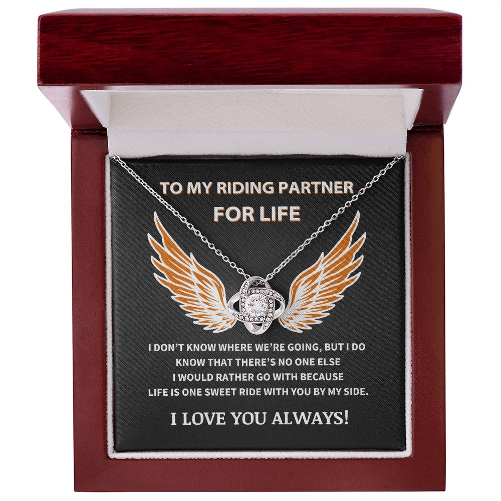 To My Riding Partner For Life - Love Knot Necklace Gift Set - TJ058