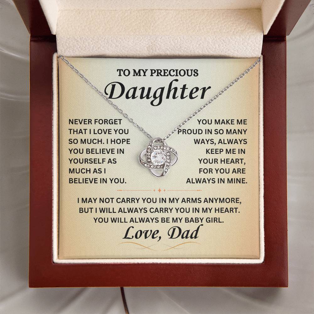 To Our Precious Daughter - Love Dad - Love Knot Necklace - TJ069
