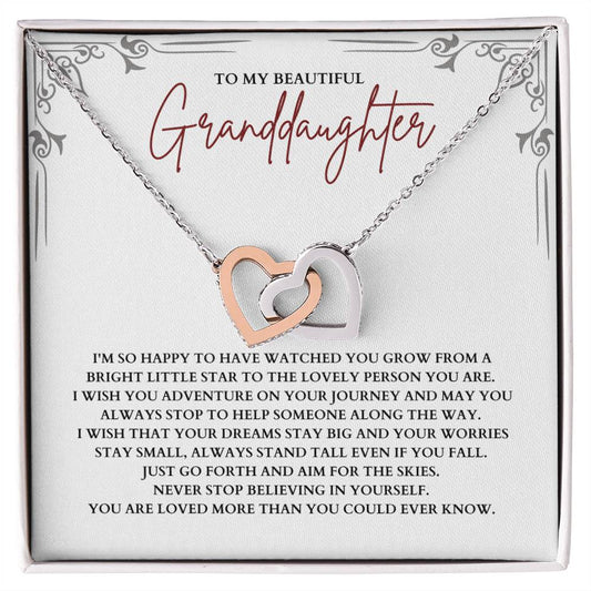 To My Granddaughter - Interlocking Hearts Necklace - SP003