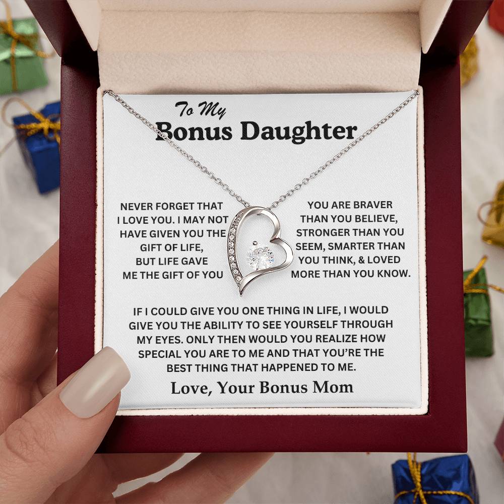 To My Bonus Daughter - Love, Your Bonus Mom - Forever Love Necklace - TJ075