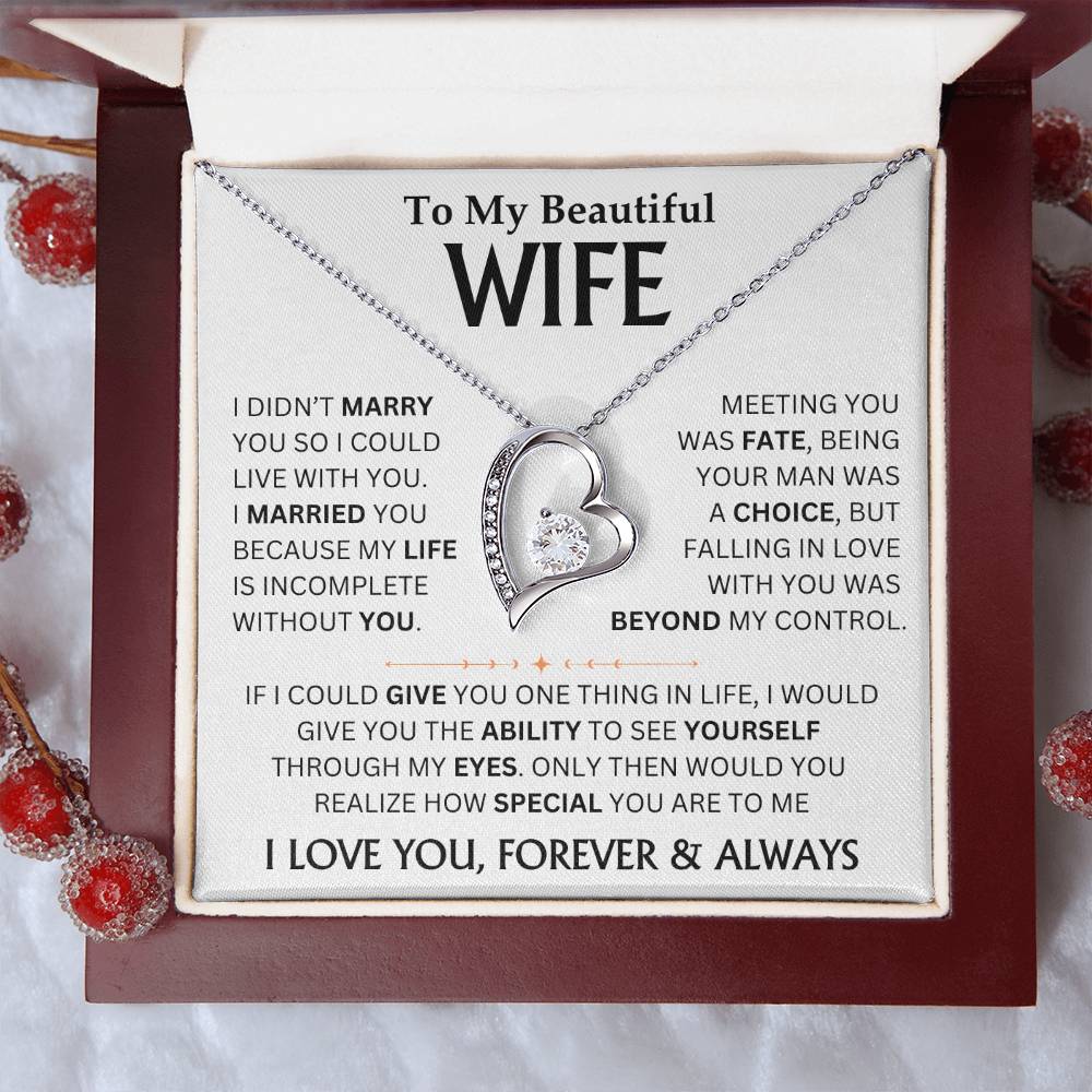 To My Beautiful Wife - Forever Love Necklace Gift Set Personalized TJ079