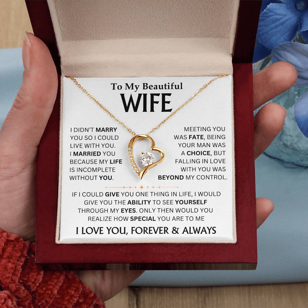 To My Beautiful Wife - Forever Love Necklace Gift Set Personalized TJ079