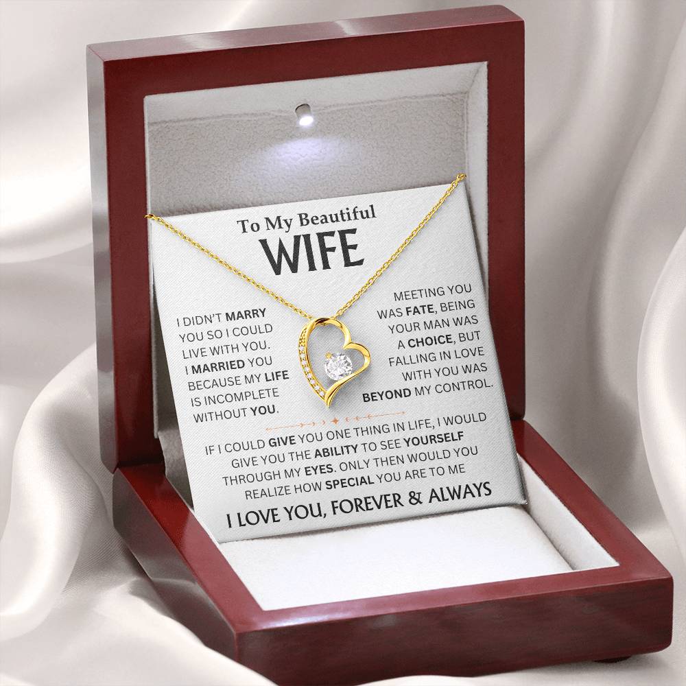 To My Beautiful Wife - Forever Love Necklace Gift Set Personalized TJ079