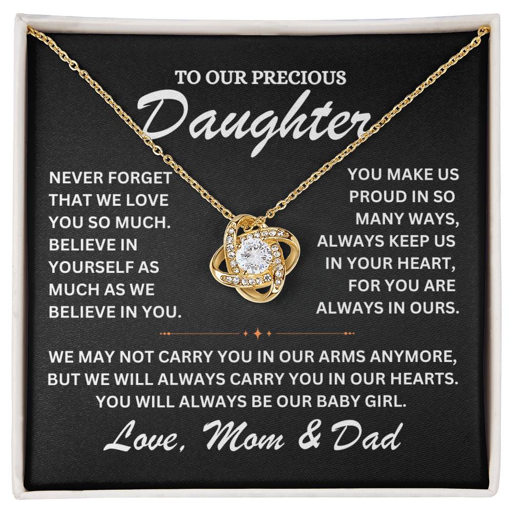To Our Precious Daughter - Love Mom and Dad -Love Knot Necklace - TJ068V2