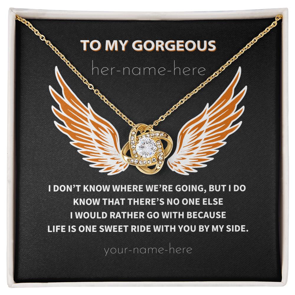 To My Smokin' Hot Wife - Love Knot Necklace - TJ060 [Personalized]