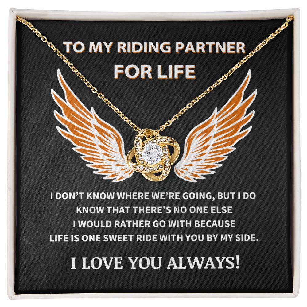 To My Riding Partner For Life - Love Knot Necklace Gift Set - TJ058