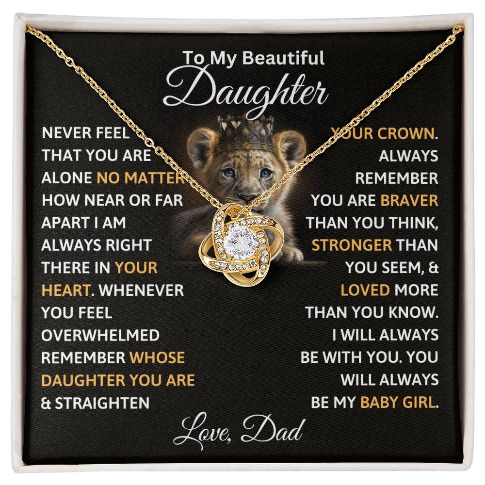 To My Beautiful Daughter - Love Knot Necklace Gift Set - TJ027
