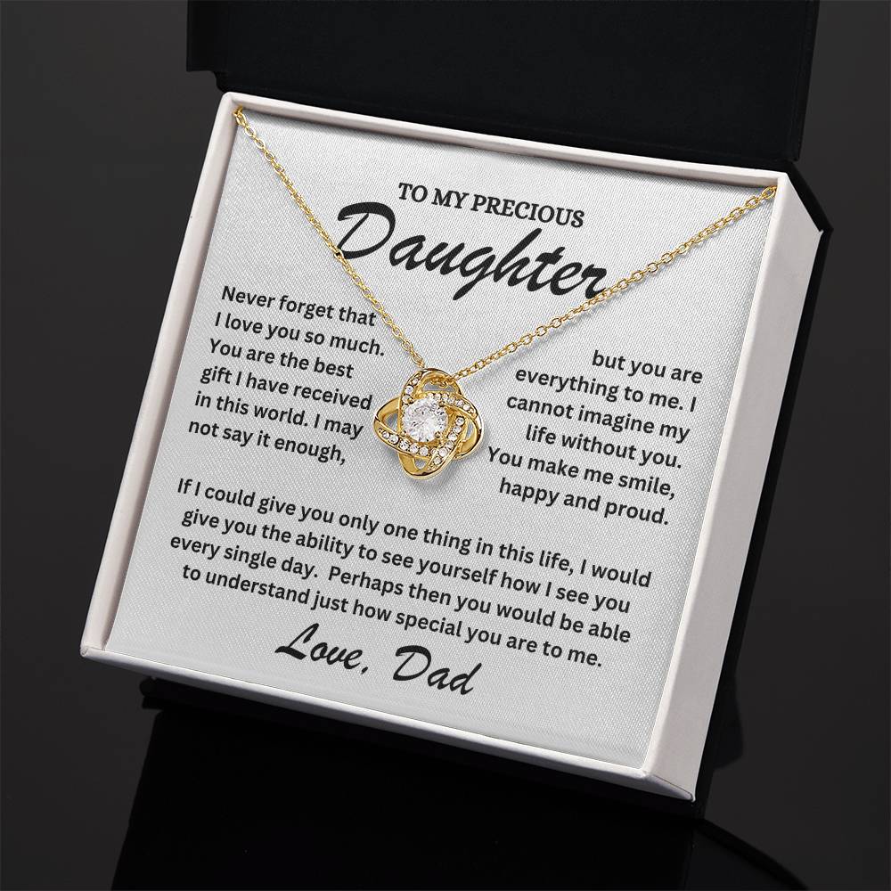 To My Precious Daughter - Love Dad - Love Knot Necklace - TJ071