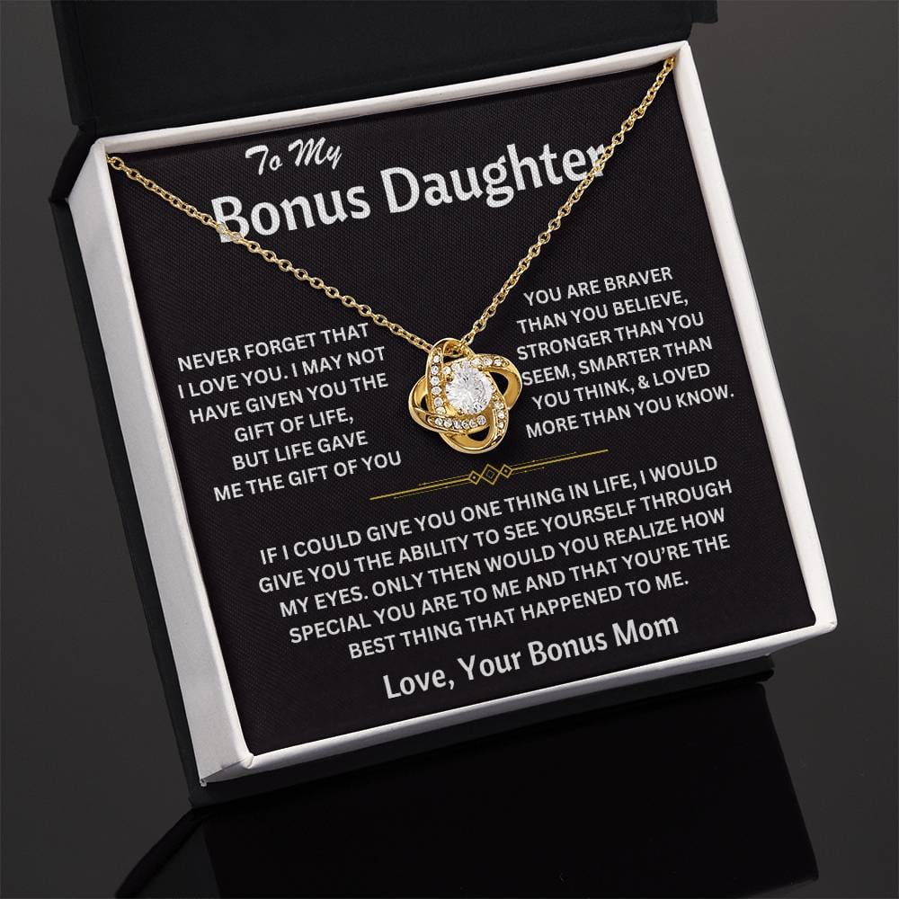 To My Bonus Daughter - Love, Your Bonus Mom - Love Knot Necklace - TJ075V2