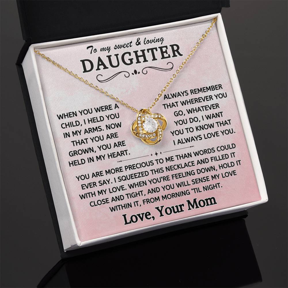 To My Sweet & Loving Daughter - Personalized - Love Knot Necklace - TJ105P