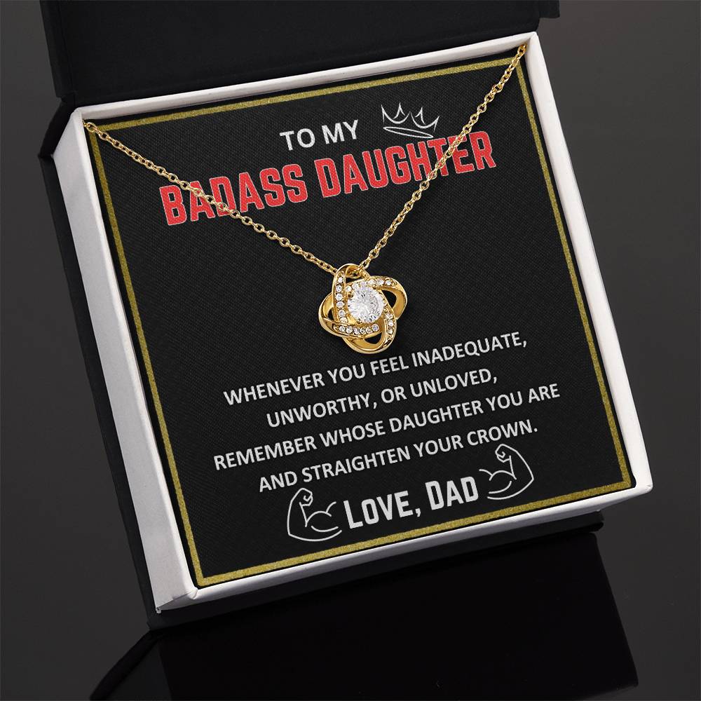 To My Badass Daughter - Love Knot Necklace Gift Set - TJ021V2