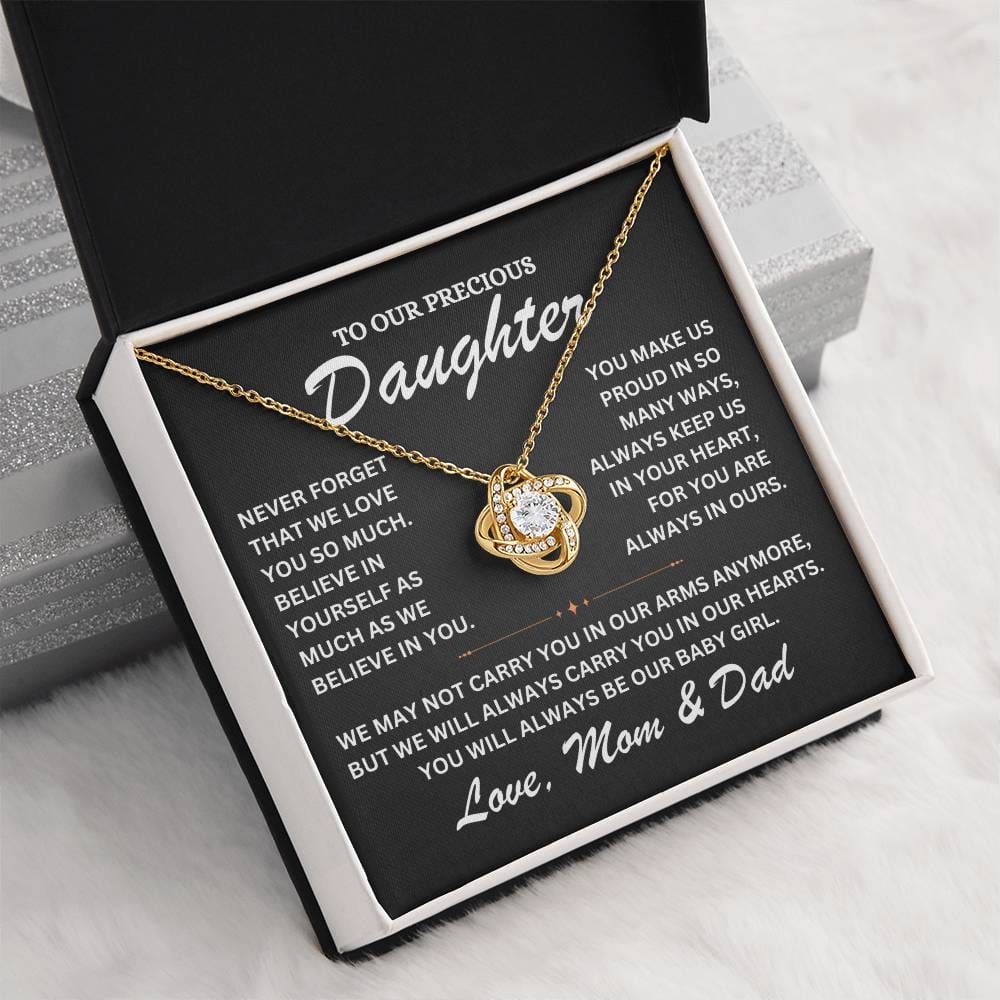 To Our Precious Daughter - Love Mom and Dad -Love Knot Necklace - TJ068V2