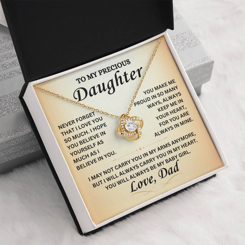 To Our Precious Daughter - Love  Dad - Love Knot Necklace - TJ069