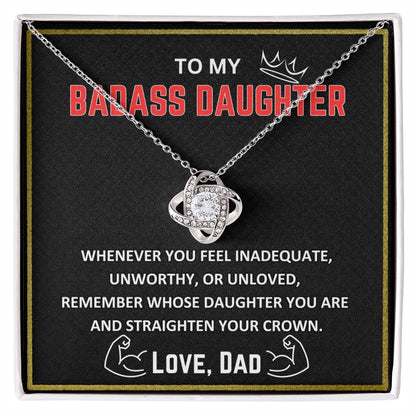 To My Badass Daughter - Love Knot Necklace Gift Set - TJ021V2