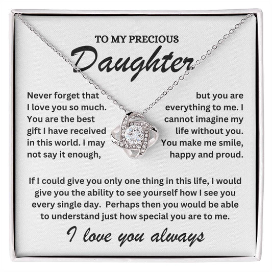 To My Precious Daughter - I Love You Always - Love Knot Necklace - TJ070