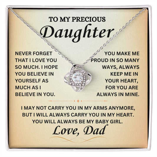 To Our Precious Daughter - Love  Dad - Love Knot Necklace - TJ069