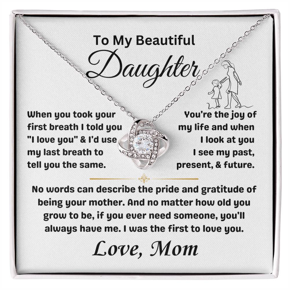 To My Daughter - Love Knot Necklace Gift Set - TJ061