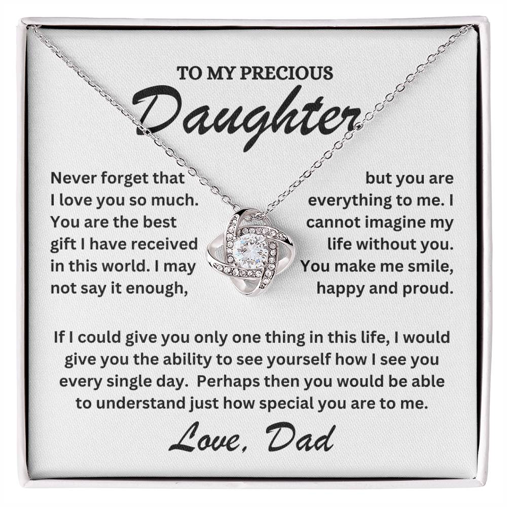 To My Precious Daughter - Love Dad - Love Knot Necklace - TJ071