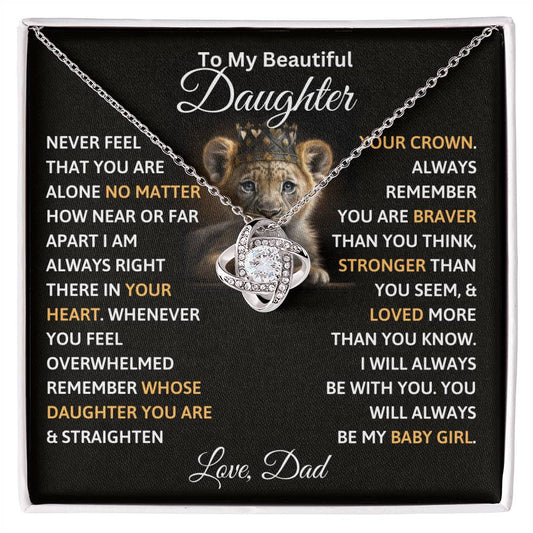 To My Beautiful Daughter - Love Knot Necklace Gift Set - TJ027