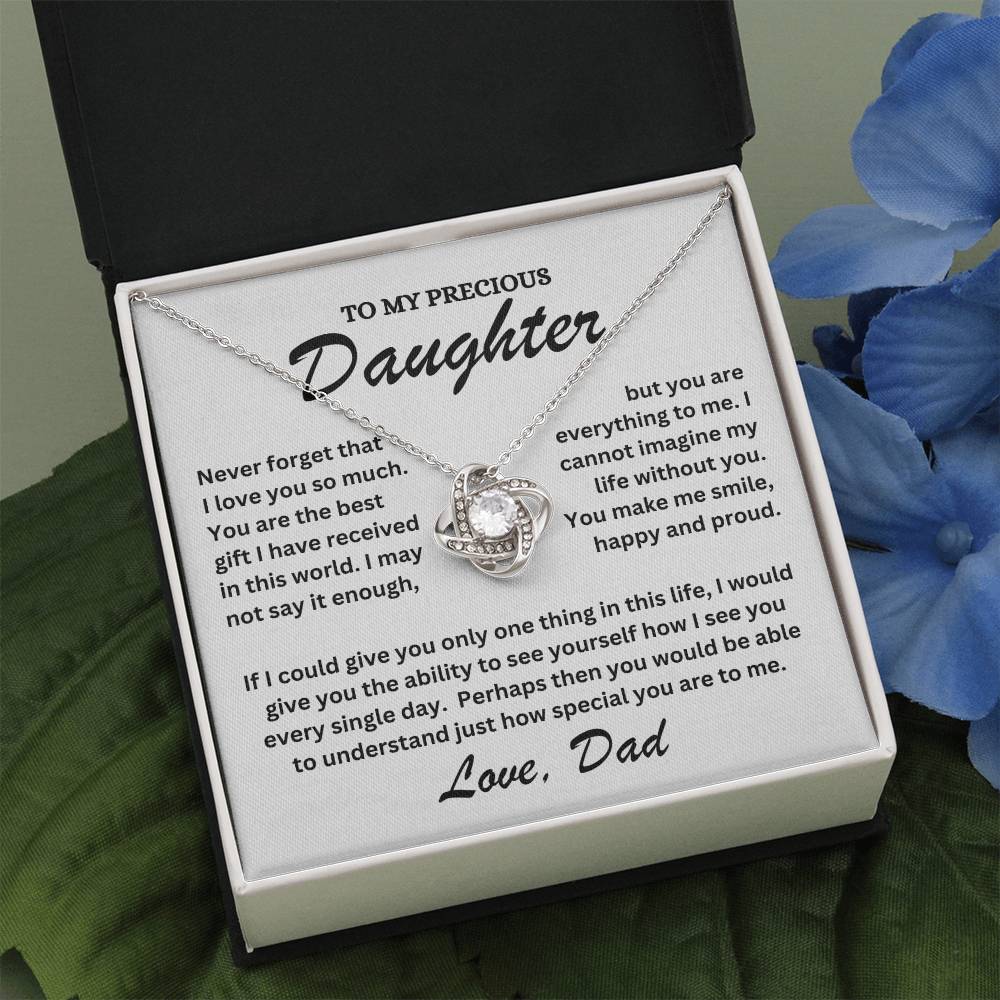 To My Precious Daughter - Love Dad - Love Knot Necklace - TJ071