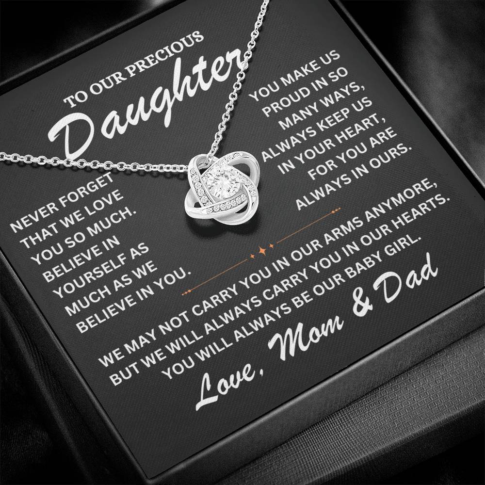 To Our Precious Daughter - Love Mom and Dad -Love Knot Necklace - TJ068V2