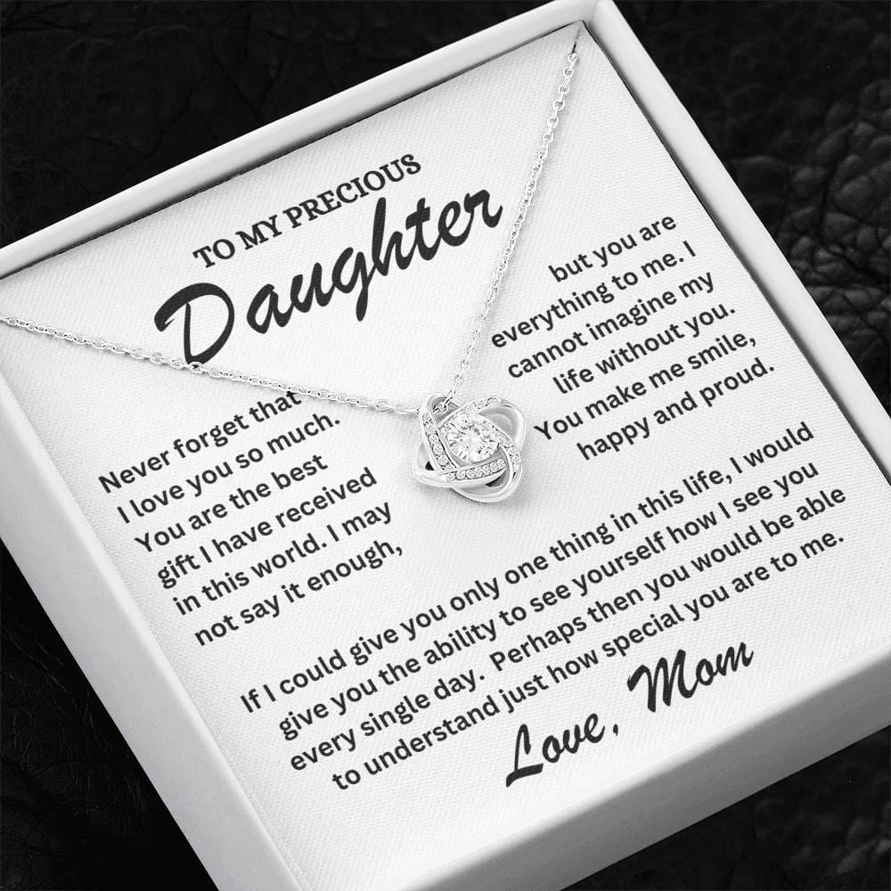 To My Precious Daughter - Love Mom - Love Knot Necklace - TJ072