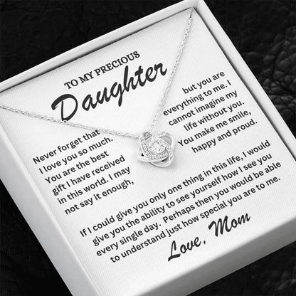 To My Precious Daughter - Love Mom - Love Knot Necklace - TJ072