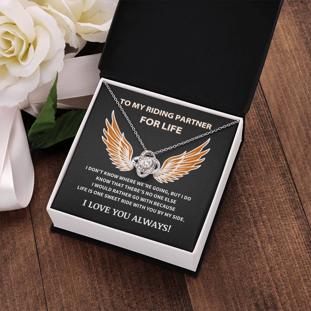 To My Riding Partner For Life - Love Knot Necklace Gift Set - TJ058