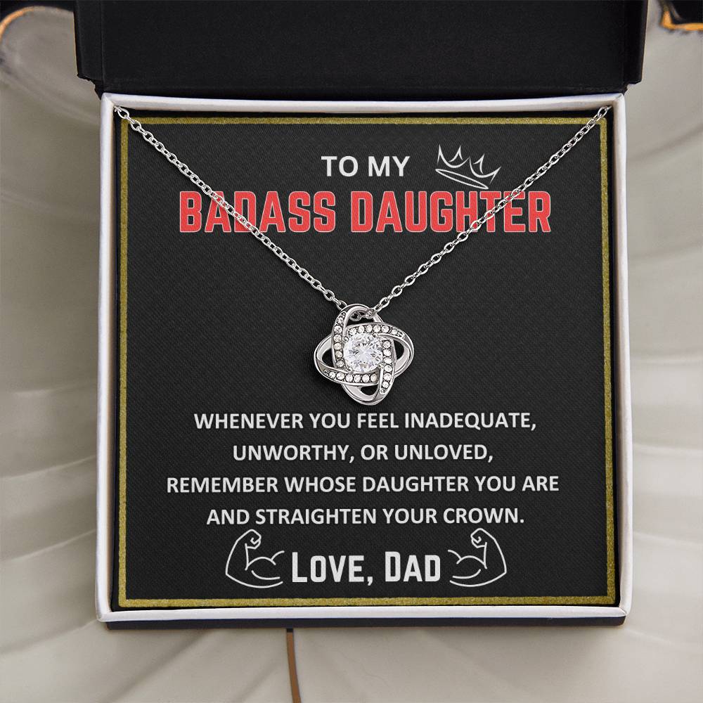 To My Badass Daughter - Love Knot Necklace Gift Set - TJ021V2