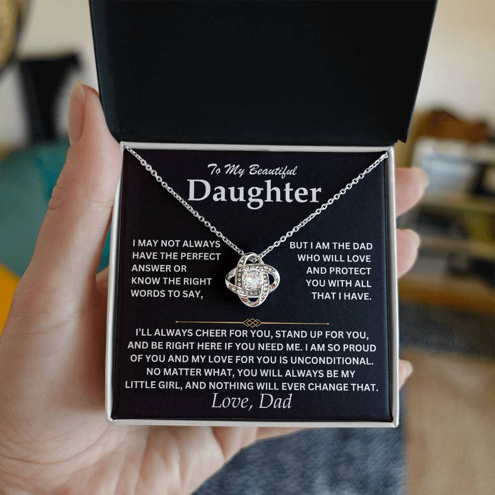 To My Daughter - Love Dad - Love Knot Necklace - TJ073V2