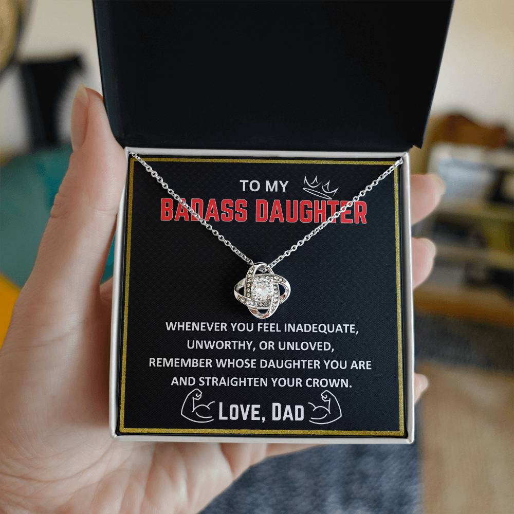 To My Badass Daughter - Love Knot Necklace Gift Set - TJ021V2