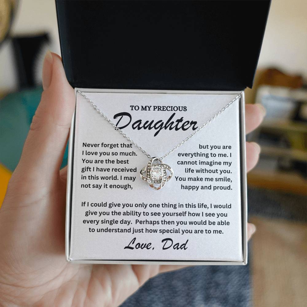 To My Precious Daughter - Love Dad - Love Knot Necklace - TJ071