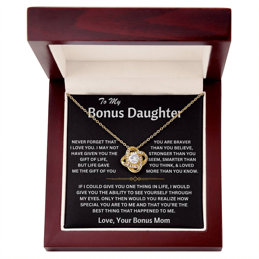 To My Bonus Daughter - Love, Your Bonus Mom - Love Knot Necklace - TJ075V2