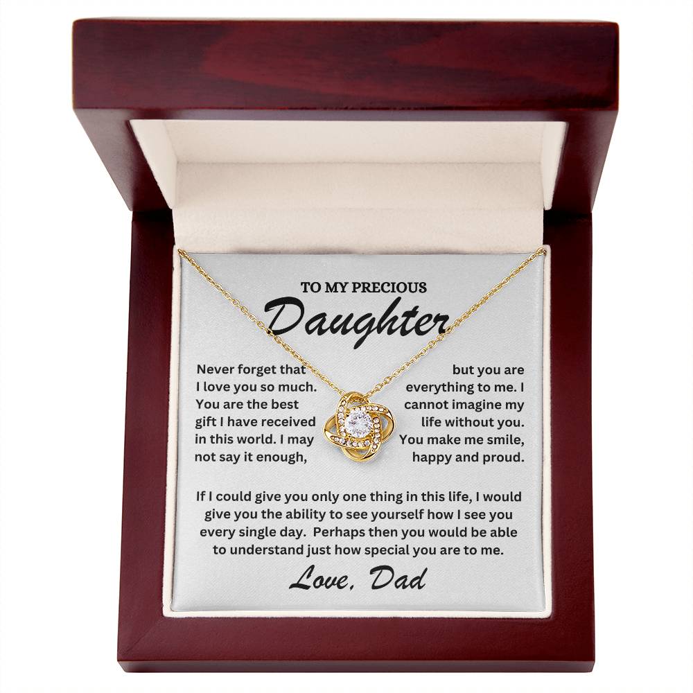 To My Precious Daughter - Love Dad - Love Knot Necklace - TJ071