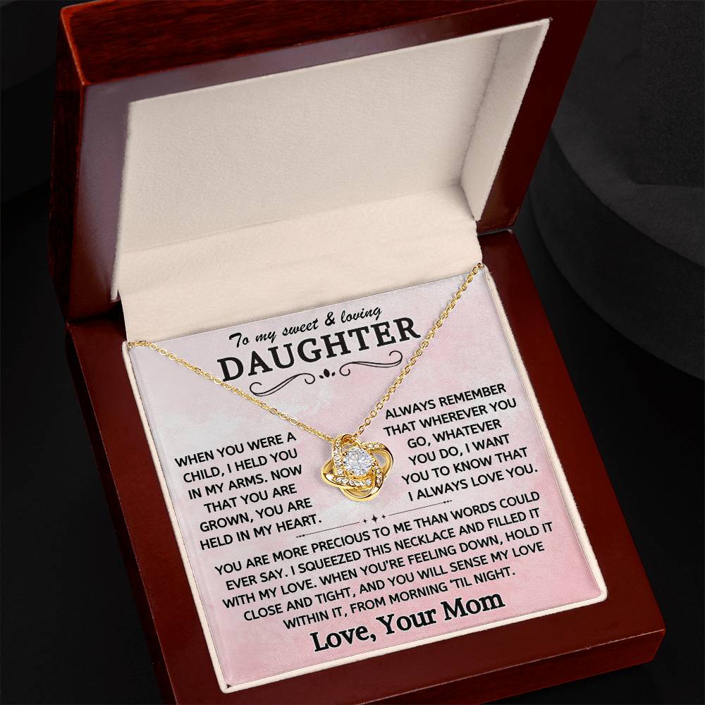 To My Sweet & Loving Daughter - Personalized - Love Knot Necklace - TJ105P