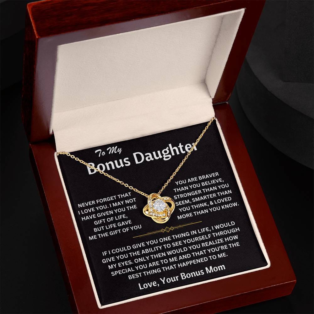 To My Bonus Daughter - Love, Your Bonus Mom - Love Knot Necklace - TJ075V2