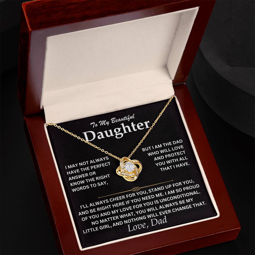 To My Daughter - Love Dad - Love Knot Necklace - TJ073V2