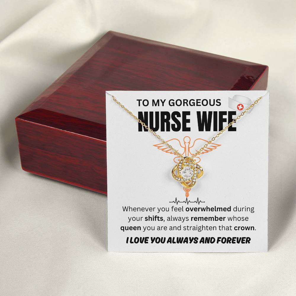 To My Gorgeous Nurse Wife - Love Knot Necklace - TJ051