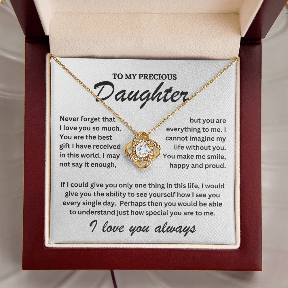 To My Precious Daughter - I Love You Always - Love Knot Necklace - TJ070