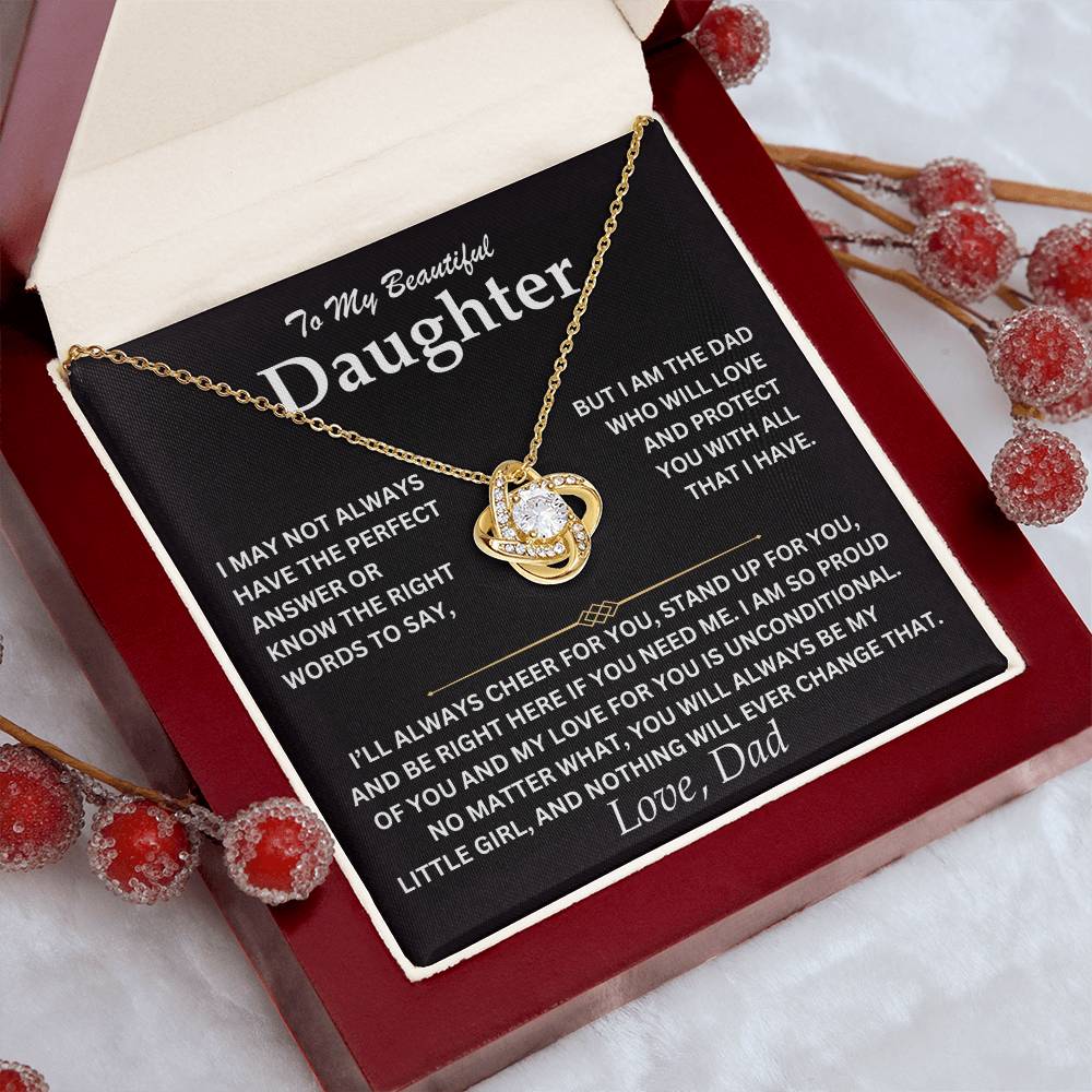 To My Daughter - Love Dad - Love Knot Necklace - TJ073V2